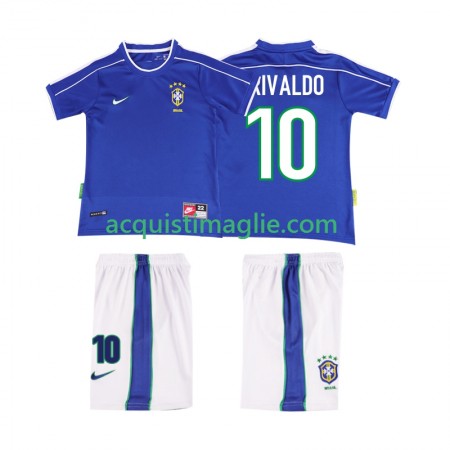 Divisa di Calcio Brasile RIVALDO 10 Retro Bambino Trasferta 1998